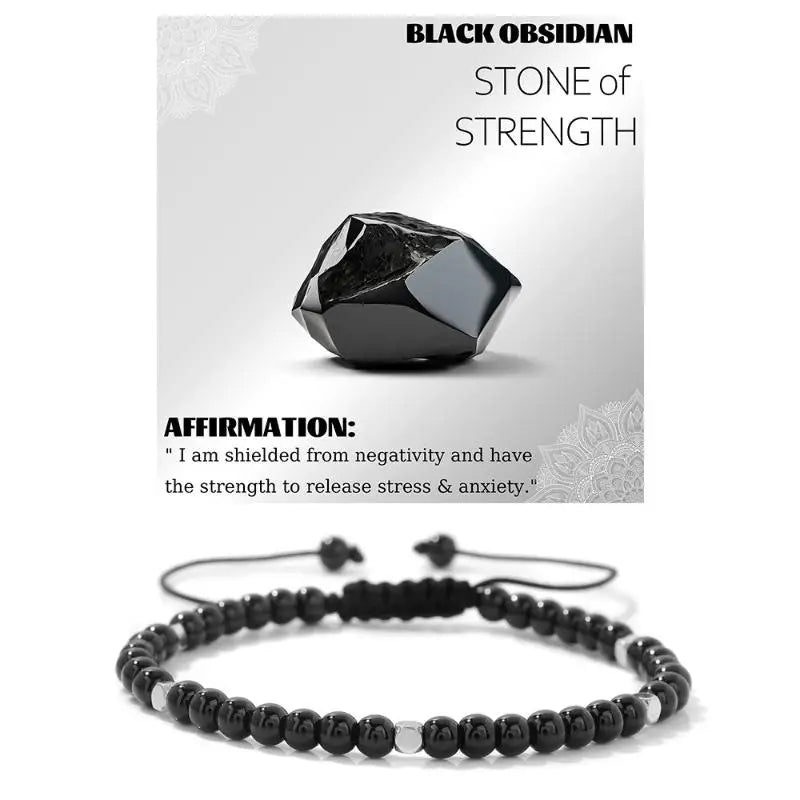4mm Hematite And Natural Stone Bead Braided Adjustable Bracelet Suitable For Men And Women Daily Wear Holiday Gift Jewelry Qme A13