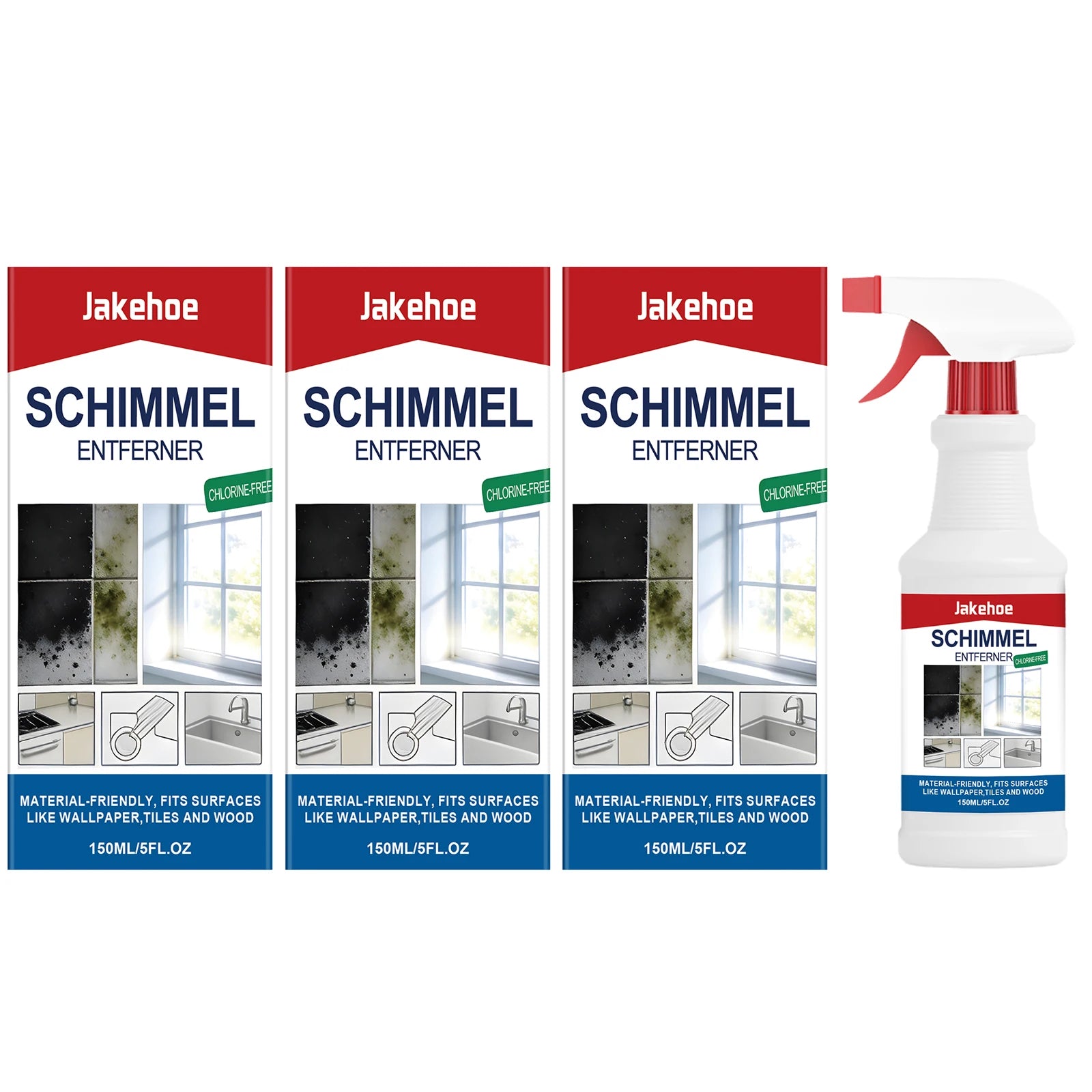 Household Mold Cleaning Spray Removing Mold Stains Reduce Odor Freshing Air Prevent Mold Growth Multi Functional Cleaning Agent Qme 3 x 150ml Boxed