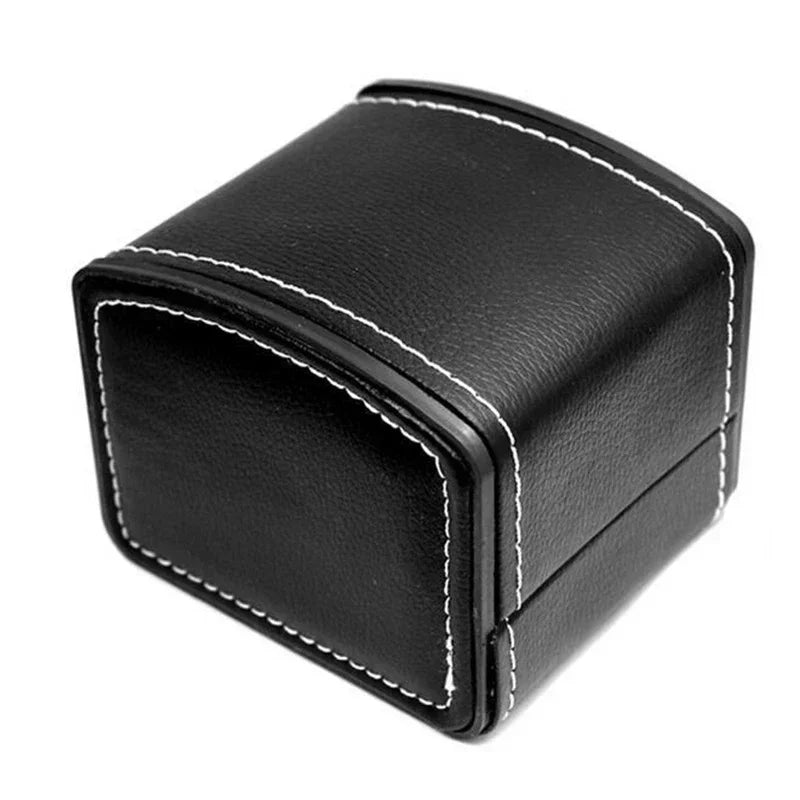 Portable Watch Box PU Leather Watch Case Organizer Storage Holder for Men Women Bracelet Vintage Jewelry Box with Leather Pillow Qme black
