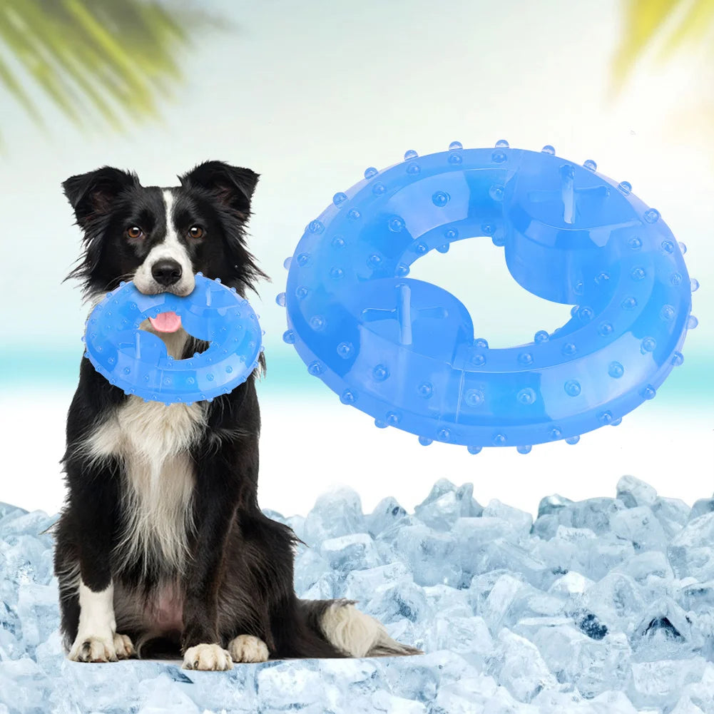 Dog Cooling Chew Toy TPR Freezable Puzzle Treat Dispensing Toy Summer Ice Bite Resistant Interactive Slow Feeder Dog Toy Qme