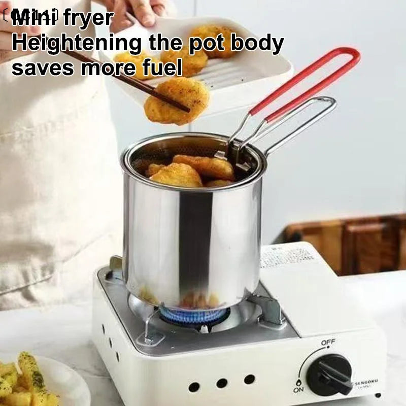 304 Stainless Steel Deep Fryer Frying Basket Multifunction Small Pot Qme