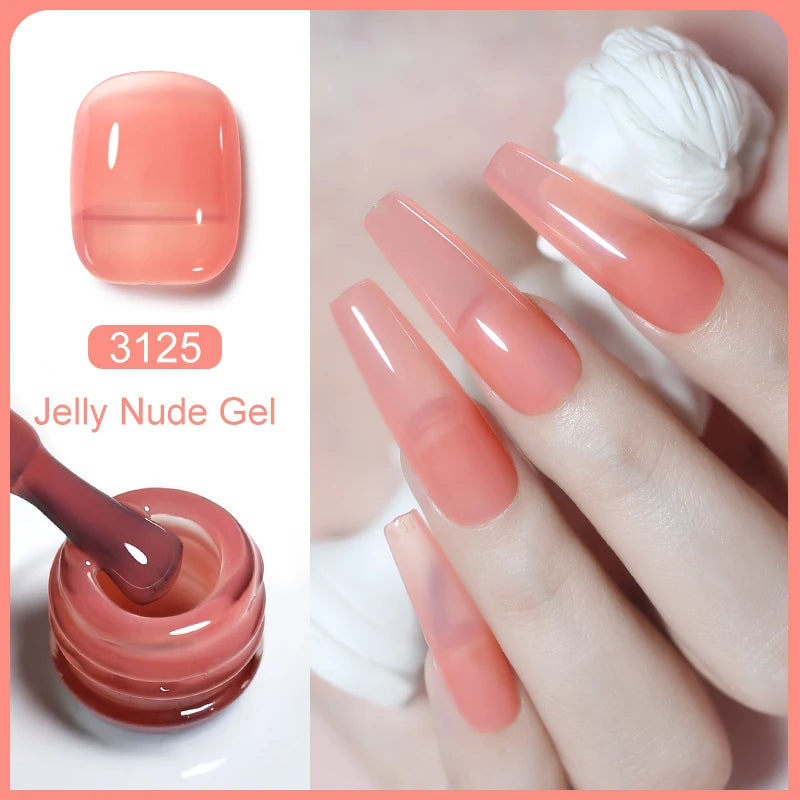 Nailco Jelly Gel Nail Polish Transparent Varnishes 44 Colors Red Pink