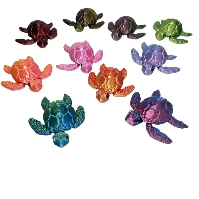 3D Printed Turtle Figurines Movable Joints Collection Desktop Decoration Ornaments Holiday Gifts Qme
