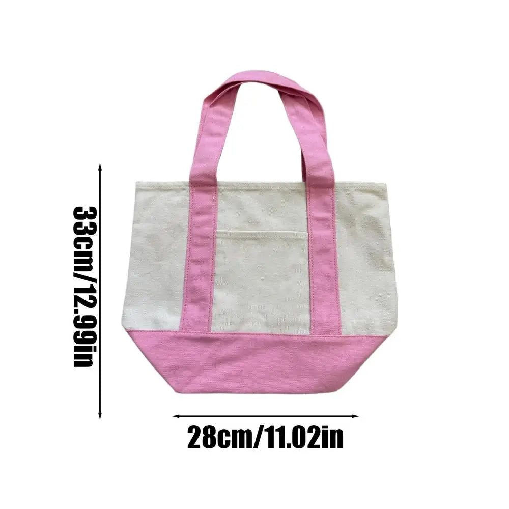 Canvas Tote Bag Large Canvas Tote Bag Reusable Grocery Carrier Fashionable Shopping Pouch for Camping Picnic Students Beach Qme Pink