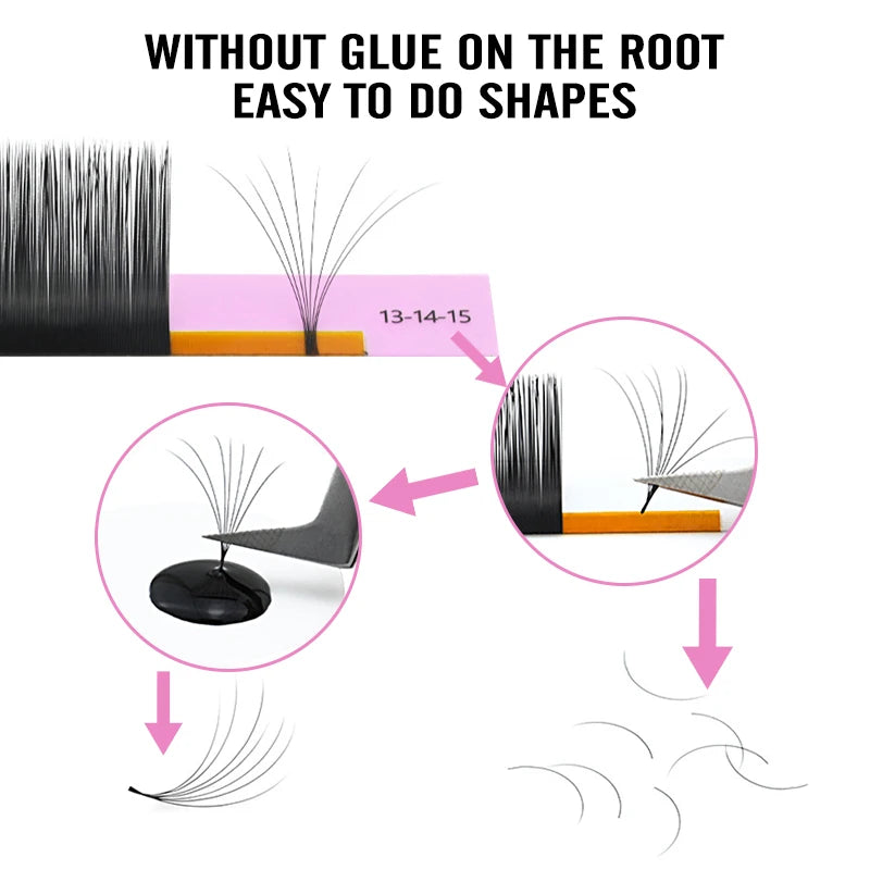 NATUHANA Camellia Lash Extensions Mixed Length Round Lashes Faux Mink Qme