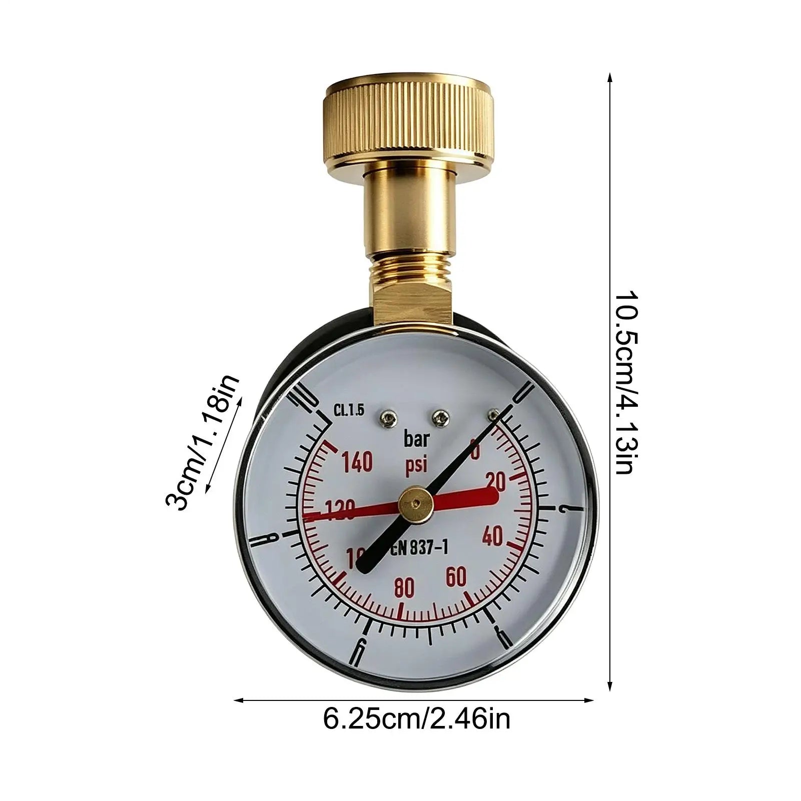 Water Pressure Tester Precision Waterproof 60-140 PSI Easy Read Qme
