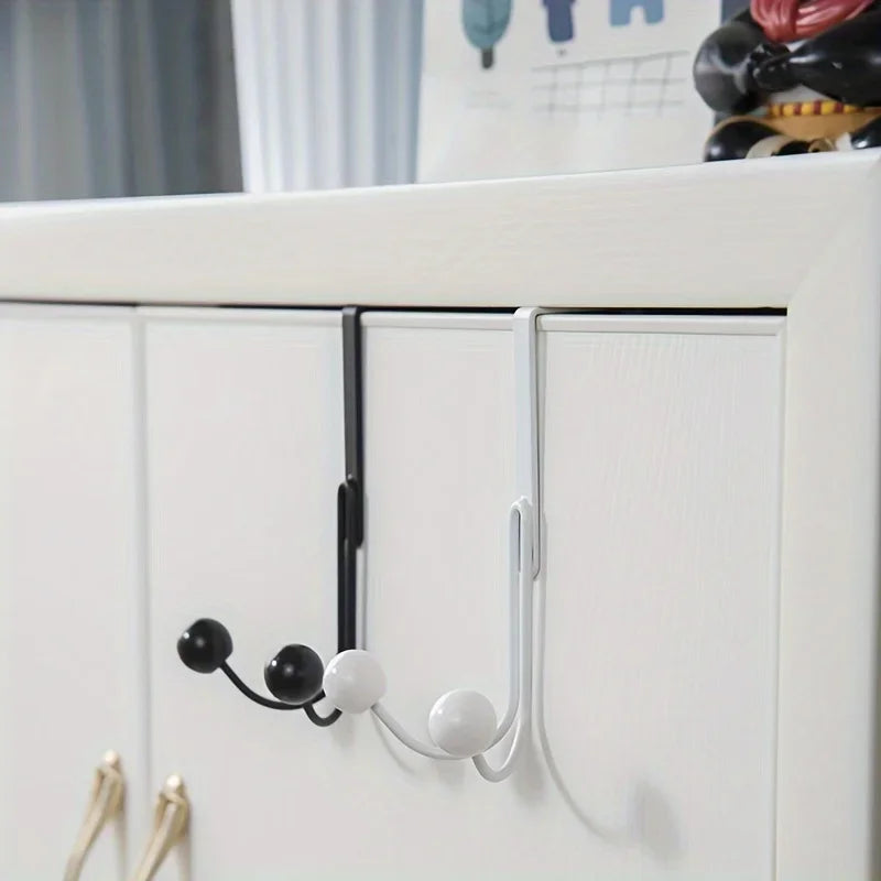 1pc, Iron Simple Door Hook, Nail-free Wardrobe Door Hook, Metal Craft Coat Multi-functional Double-headed Hook Qme