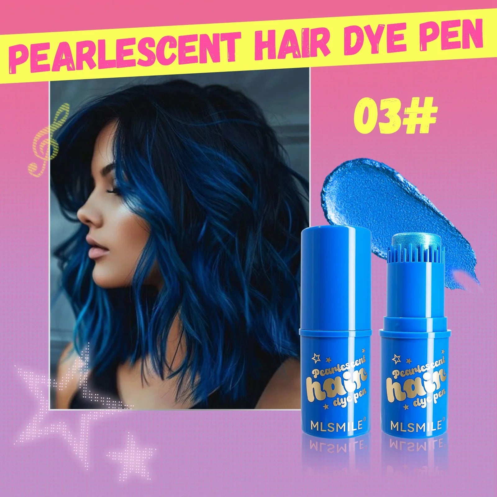 6 Colors Temporary Hair Color Stick, Pearl Shimmer Comb Hair Dye Pen, Washable Waterproof Hair Chalk for Party Cosplay &Festival Qme 03