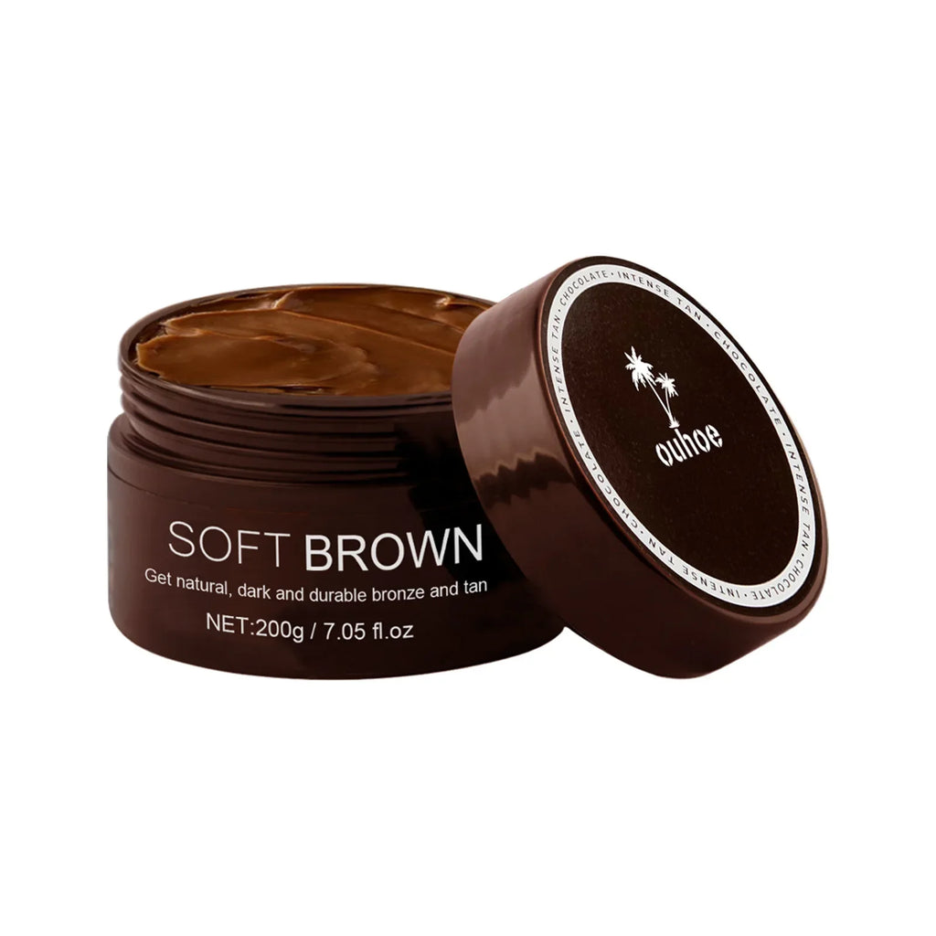 Soft Brown Self-Tanning Cream Intensive Tanning Outdoor Summer Beach Brown Bronzer Long Lasting Sunless Fake Tan Body Lotion Qme 200g Boxed 200ml
