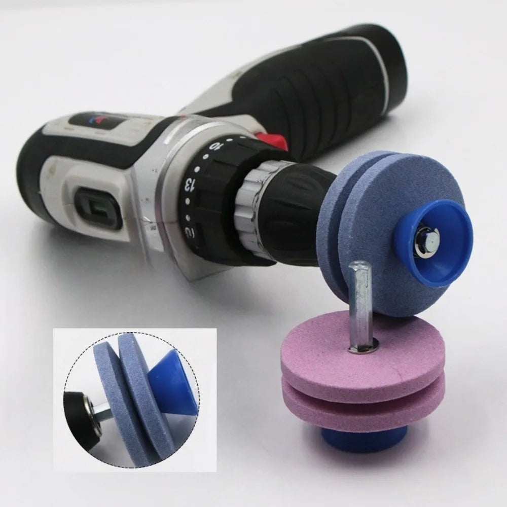 Lawn Mower Blade Sharpener Grinding Wheel Drill Bit 7mm Shaft Multilayer Abrasive Stone for Garden Scythe Axe Knife Sharpening Qme