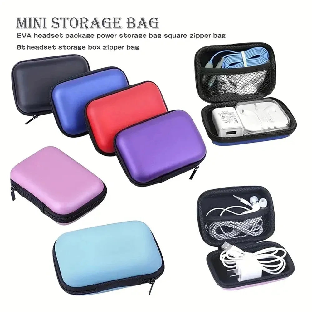 Headphone Storage Bag Mobile Phone Charger Data Cable Protection Bag Data Cable Usb Flash Drive Travel Portable Eva Zipper Bag Qme