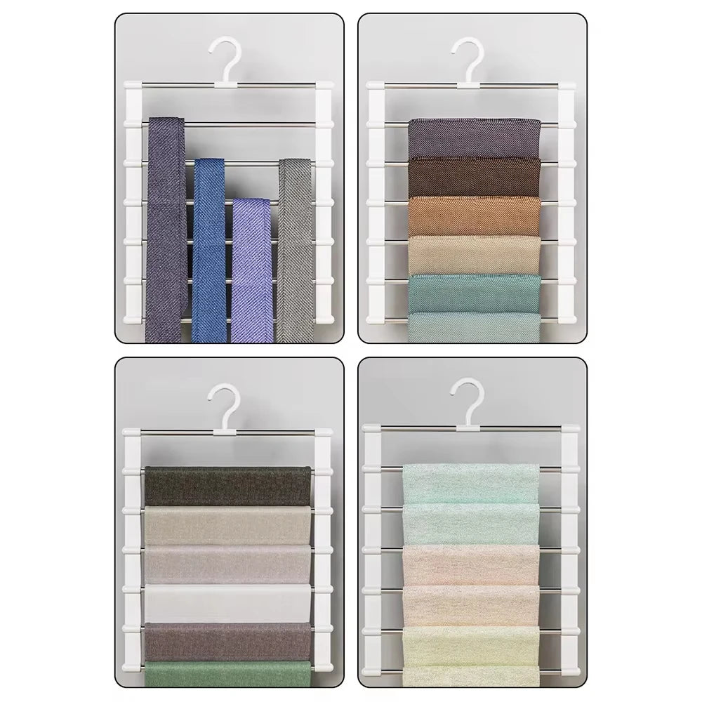 Foldable Pants Hanger Multi Layer Non Slip Clips Space Saving Closet Organizer for Trousers Storage Collapsible Hanging System Qme