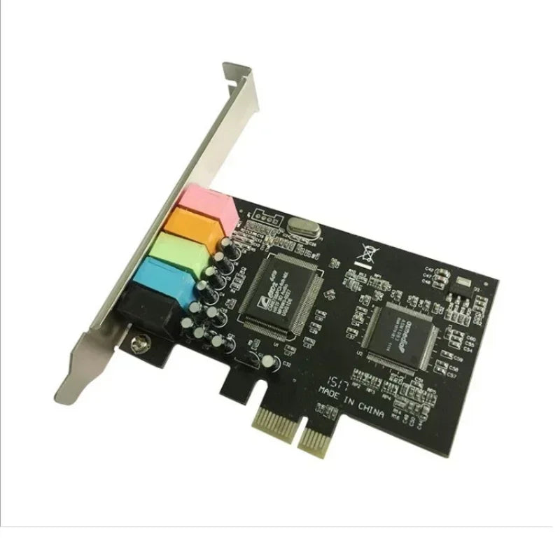 5.1 Desktop Computer Built-in Independent PCI-E8738 Stereo 6-channel Computer Cables Connectors PCIe Sound Card 1pcs Qme Gold