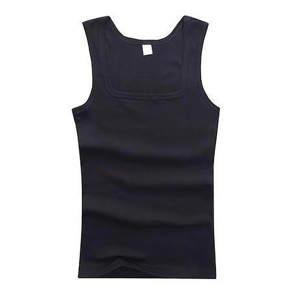 Men Solid Tank Top Breathable Sport Vest Quick-drying Keep Fit Shirt Sleeveless Square Neck T-shirt Running Fitness Clothing Qme BK M