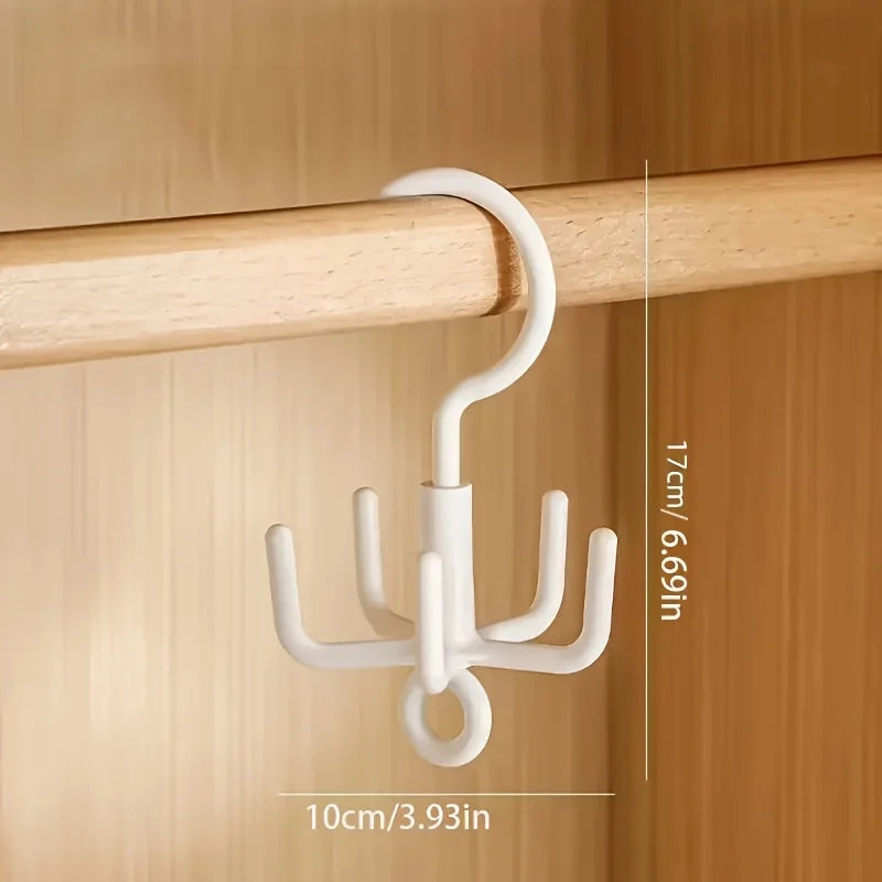 360° Rotating 4-Claw Hanger Hooks, Multifunctional Wardrobe Organizer,Space-Saving Hanging Holder for Scarves, Belts, Bags, Hats Qme