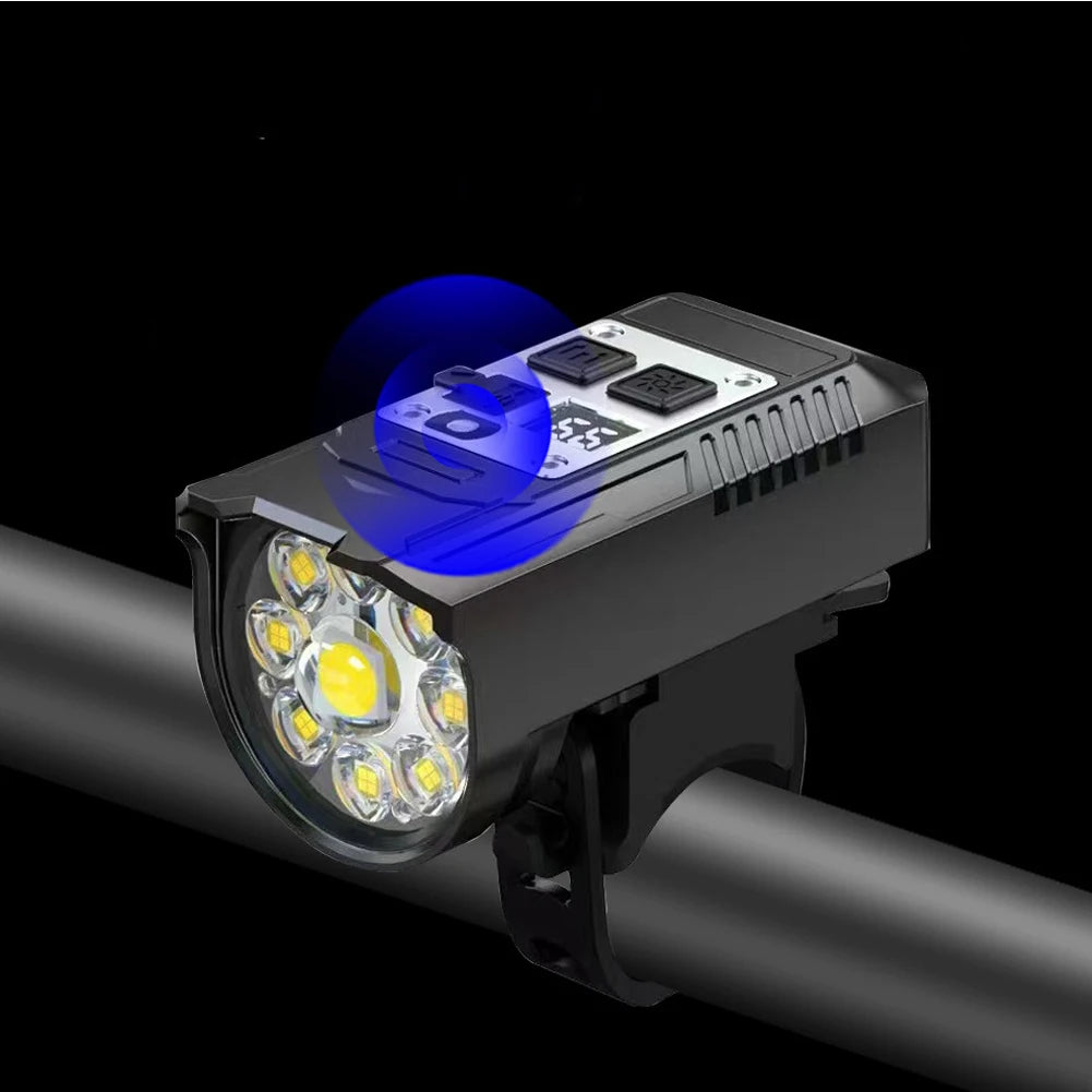 LED Bicycle Front Light High Brightness Bike Flashlight Dual Light Source Bicycle Headlight Intelligent Sensor for Night Riding Qme