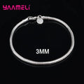 Big Promotion 100% 925 Sterling Silver Stamped Chain Bracelet for Men Women Unisex Jewelry with Lobster Clasps 3MM 4MM Width Qme 3MM Width