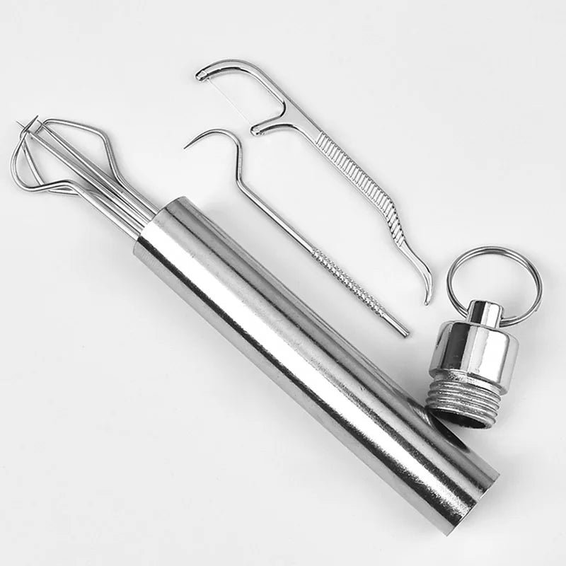 Stainless Steel Toothpick Reusable Toothpicks Tooth Flossing Tartar Qme
