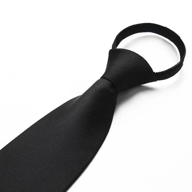 Black Simple Clip Tie Security Doorman Steward Matte Funeral Men Qme