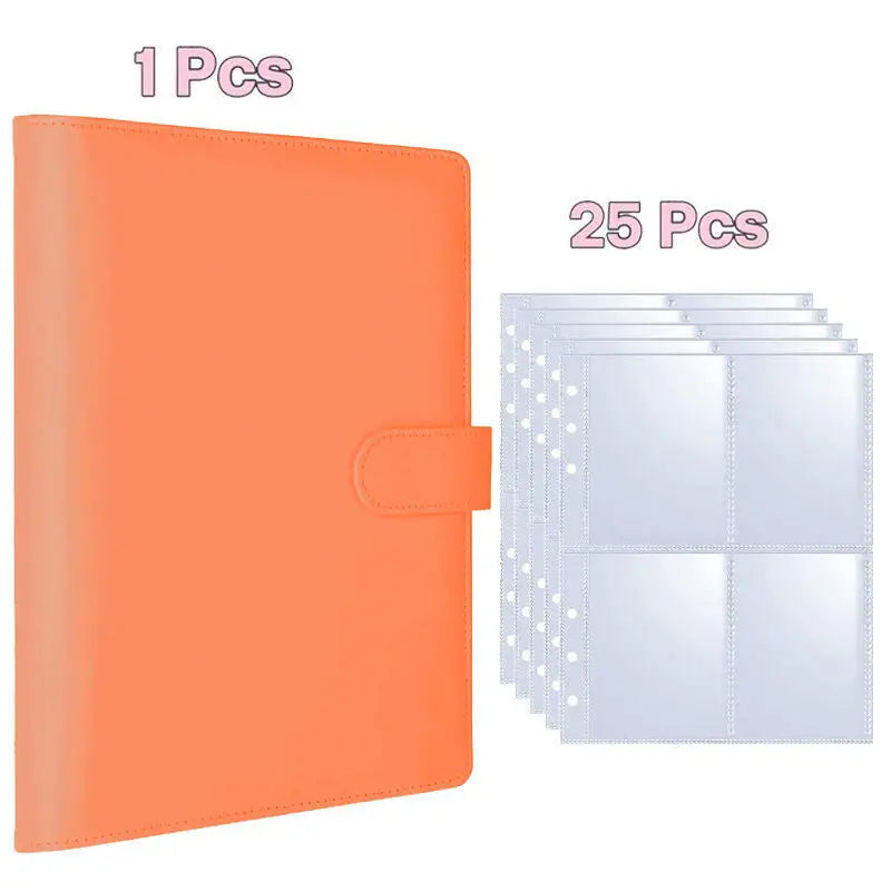 A5 Kpop Photocard Binder 25 Pages 4-Pocket Card Collector Album 200 Qme Orange