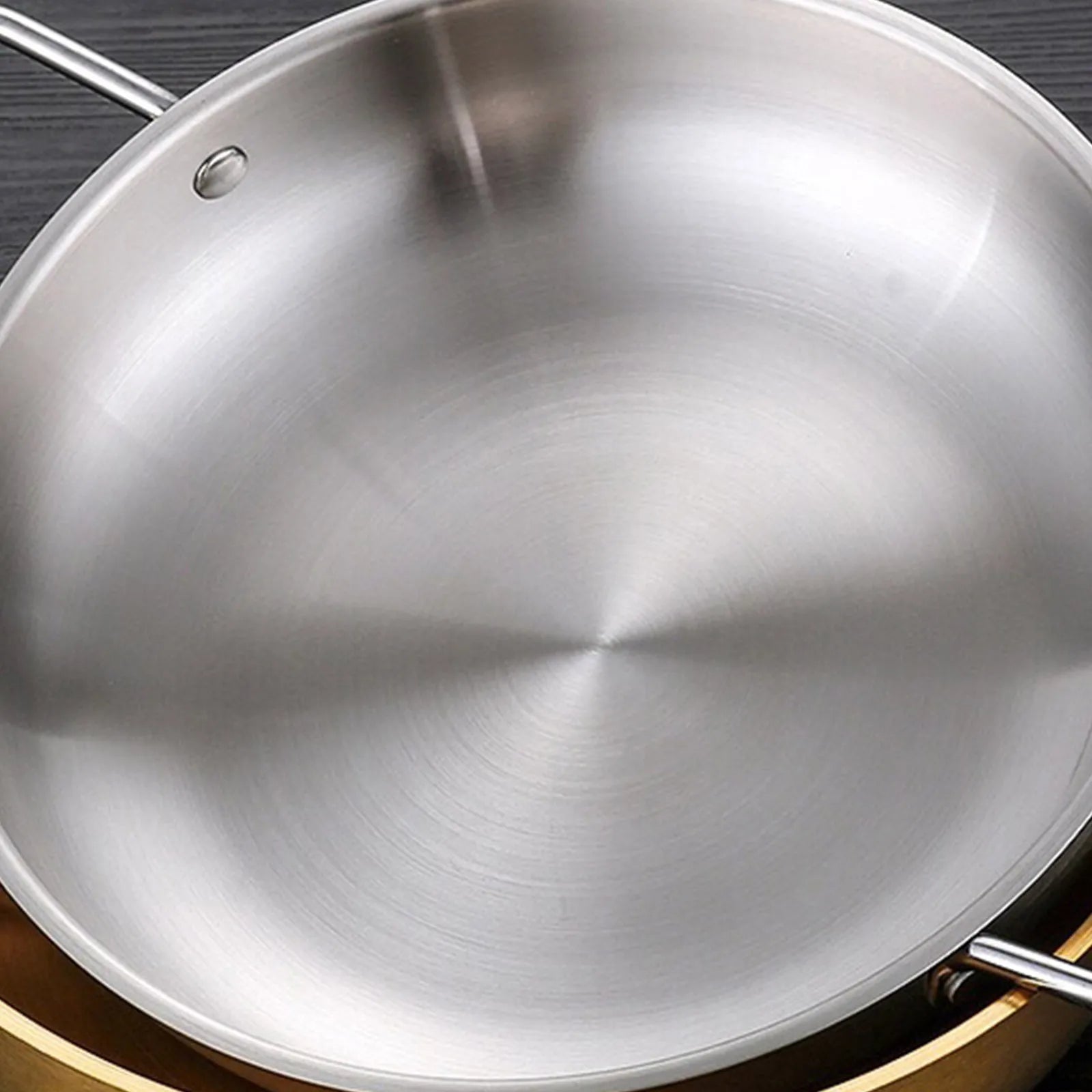 Seafood Stainless Steel Korean Style Pot Double Ear Soup Instant Noodles Gold Thick Durable Reinforced Bottomed Dry Pot Qme