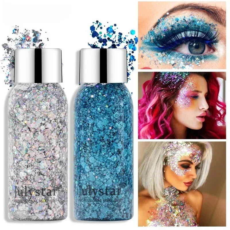 Body Glitter Gel Sequins Long Acting Face Eyes Hair Prom Party Qme