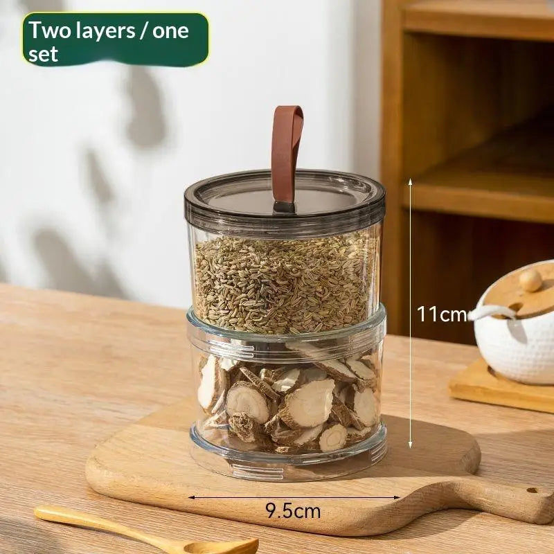 Sealed Jars Kitchen Seasoning Organizer Airtight Stackable Bottle Qme 2layer