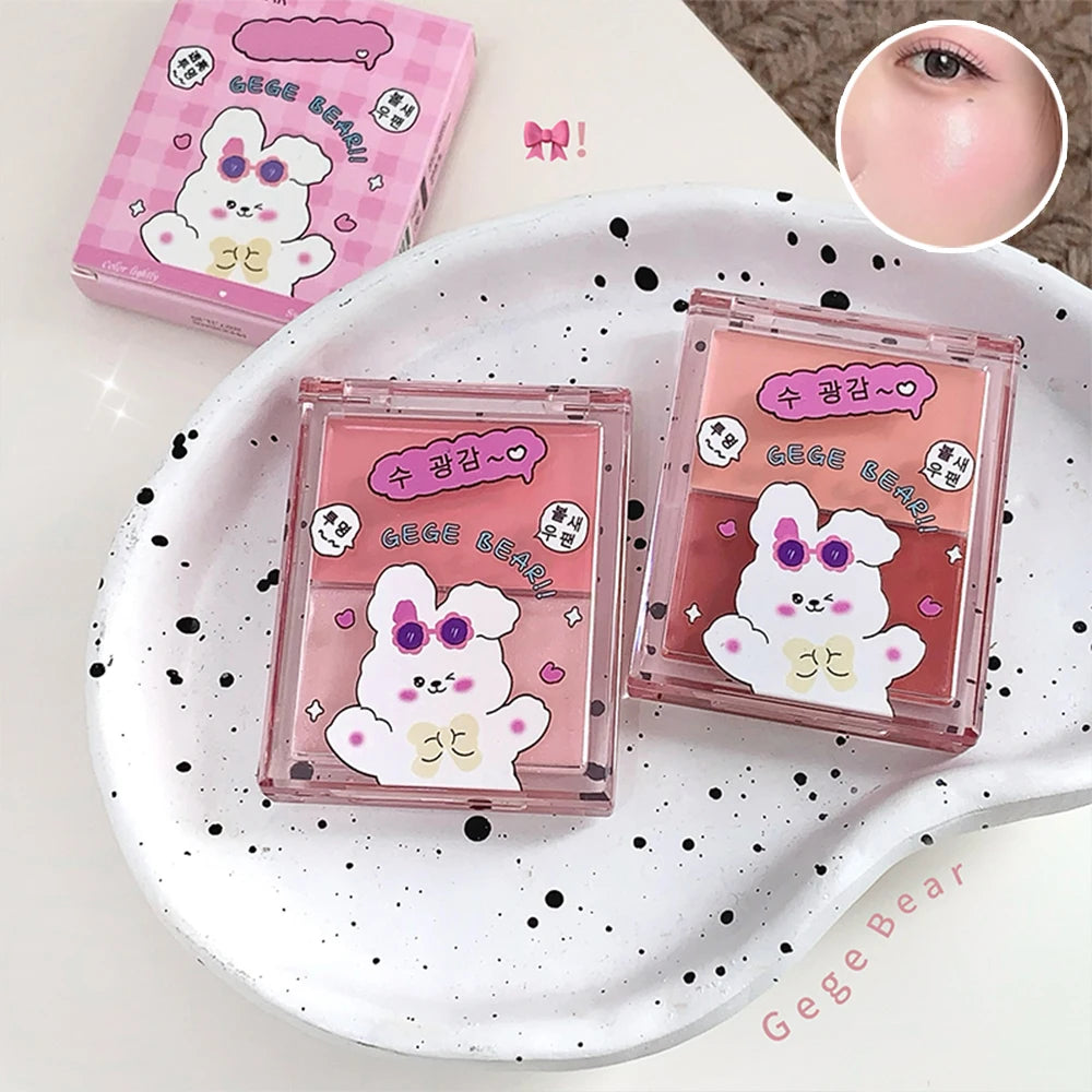 Gege Bear Watery Two-color Blush Palette Moisturizing Expandable Qme