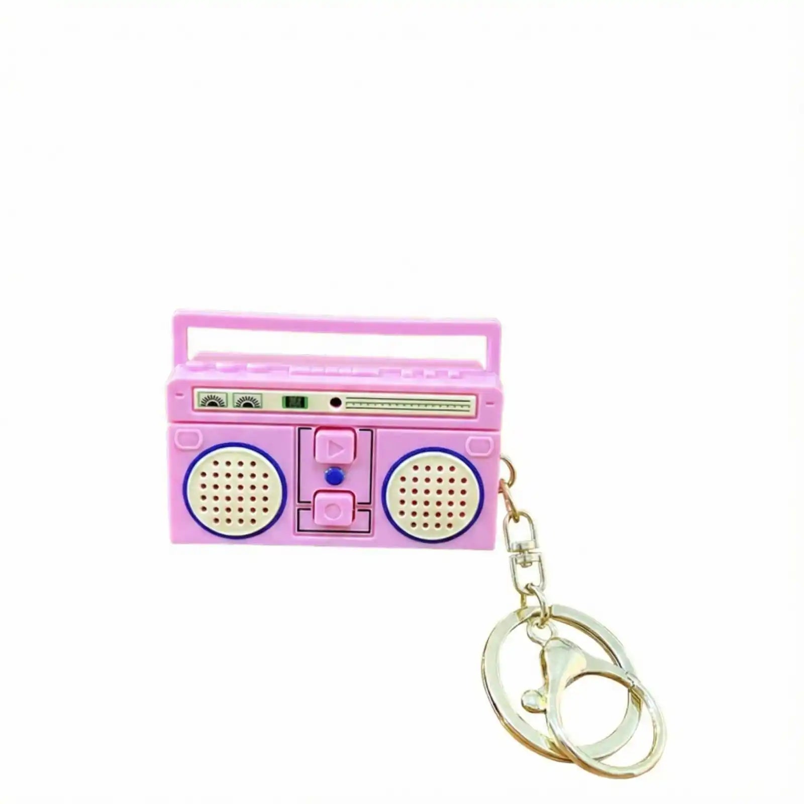 Creative Simulated Recorder Keychain Mini Portable Retro Album CD Fun Music Box Bag Decor Accessories Keyring for Friends Gifts Qme Pink One Size