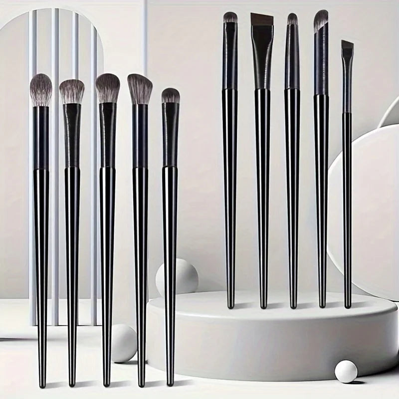 Unscented All-Skin Type Oval Brush Eye Makeup Set, Nylon Bristles, Detailing Eyeshadow Brushes with ABS Plastic Handles Qme