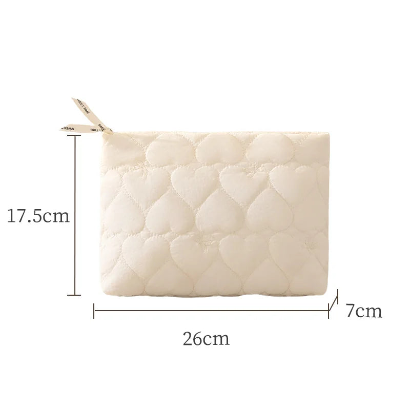 A New Bow Pattern Women Makeup Bag, Zipper Cosmetic Organizer Pouch, Portable Travel Wash Toiletry Storage Bag for Ladies Qme beige