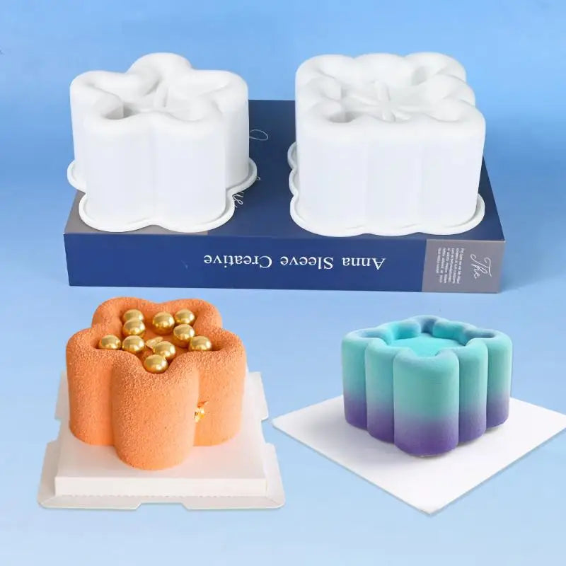 Flower Heart Square Star Shape Bento Cake Silicone Mold Chocolate Qme