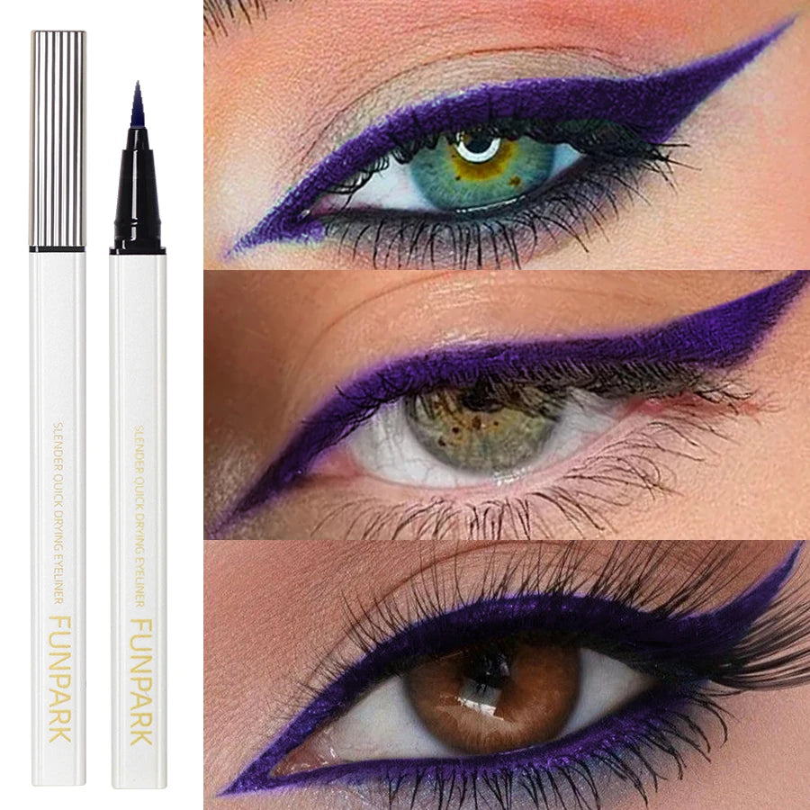Purple Fine Liquid Eyeliner Long Lasting Eye Pen Waterproof Qme
