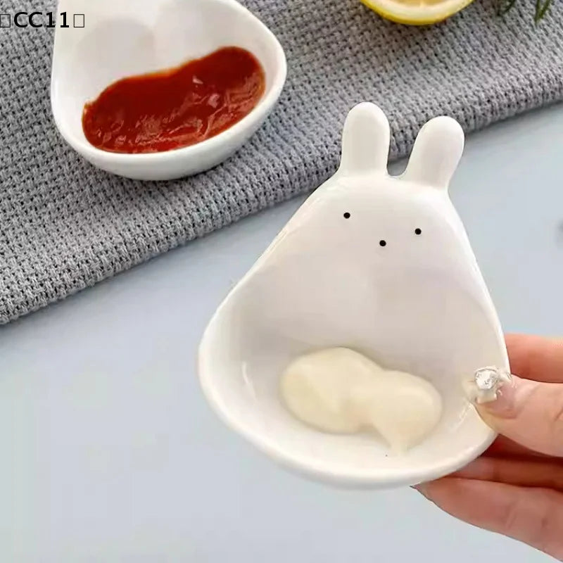 Cute Plastic Goose Rabbit Shaped Dishes Mini Cream Bowls Adorable Qme