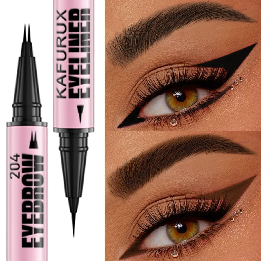 1 Waterproof 4 Colors Ultra Double-ended Eyebrow Pen Eyeliner Qme
