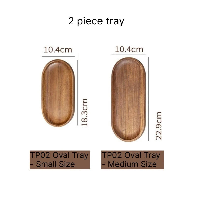  A Tableware Solid Wood Food Tray Round Rectangle Dessert Plate Japanese-style Wooden Snack Fruit Tea Saucer Pallet Bread Board Qme 2 piece tray B 10.3 inches