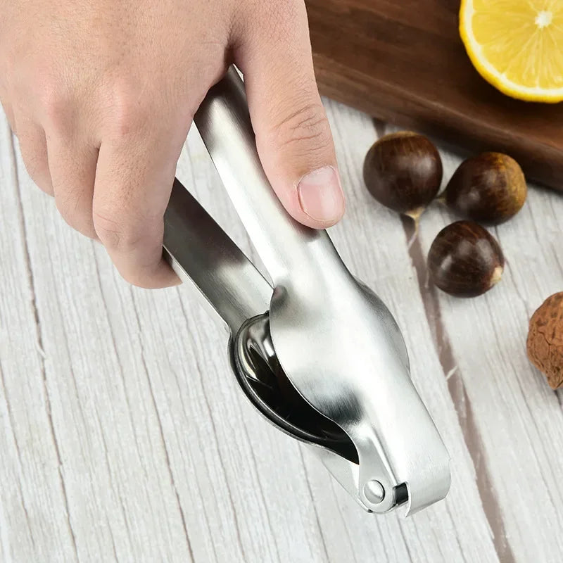 2 in 1 Stainless Steel Quick Chestnut Clip Kitchen Tools Walnut Pliers Metal Nut Cracker Sheller Nut Opener Kitchen Gadgets Qme