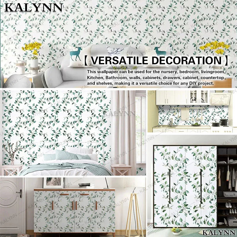 Vinyl Green Leaf Peel Stick Wallpaper Self Adhesive Contact Paper Qme