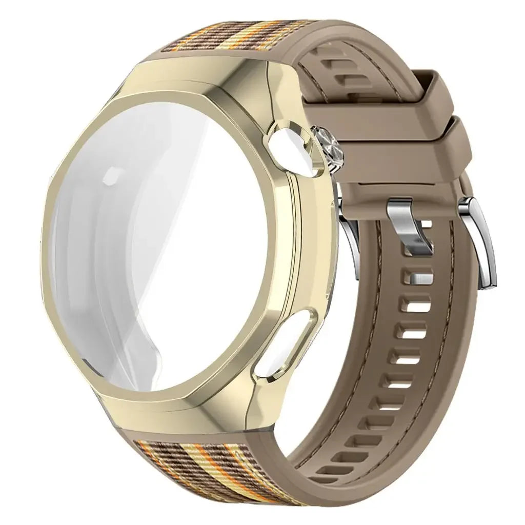 TPU Case+strap Huawei GT6 Soft Silicone+nylon Woven Bracelet Band