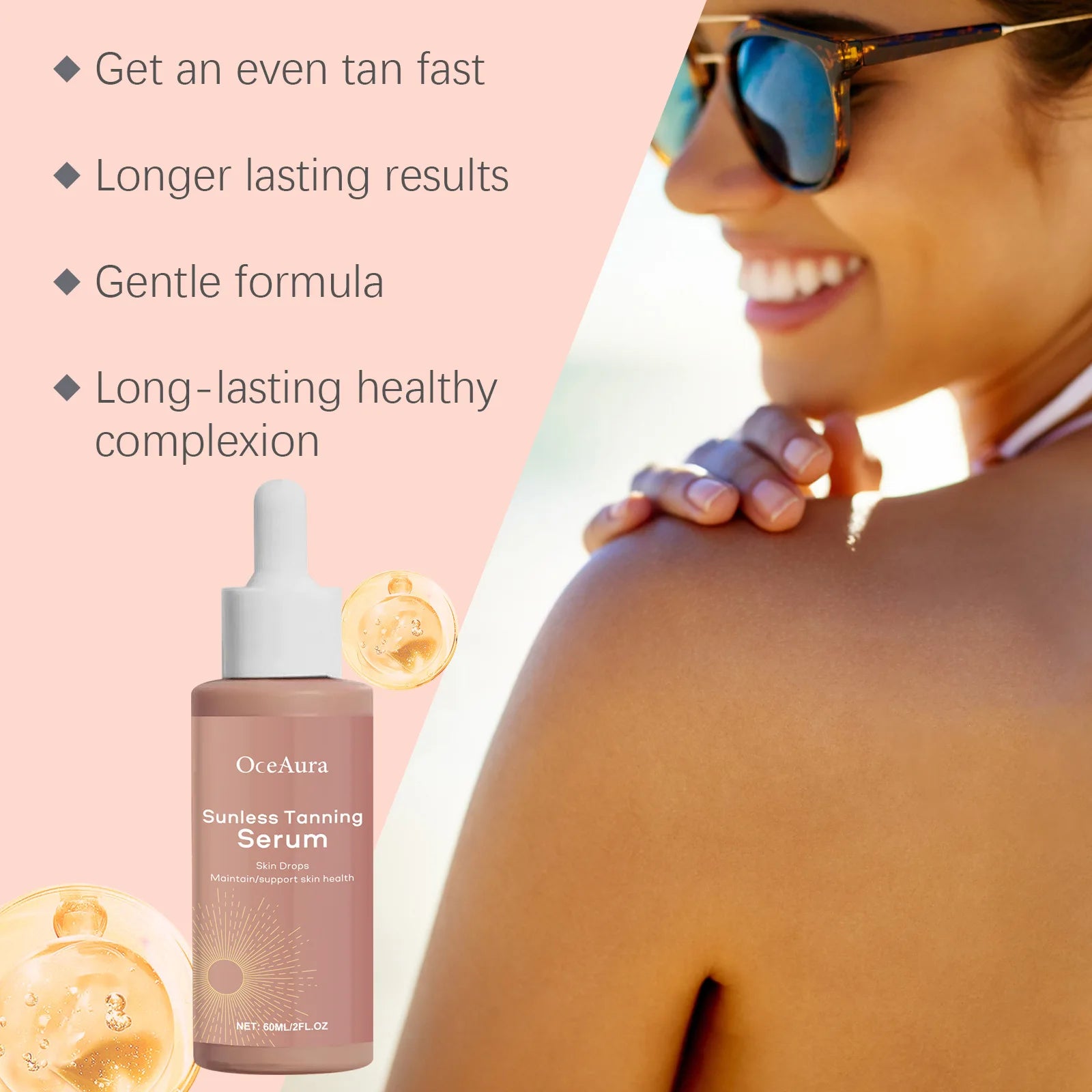 Body Facial Self Tanning Drops Natural Bronzer Liquid Prevent Sunburn Sunless Tanning Products Qme