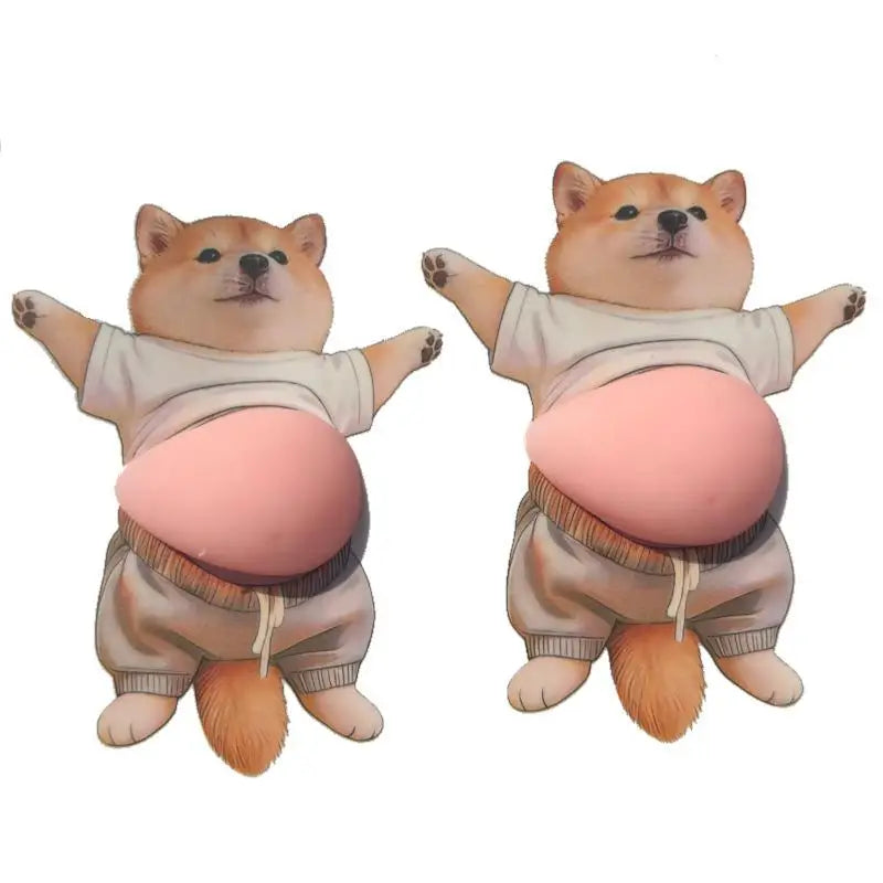3D Cute Kawaii Dog Belly Sticker Silicone Soft Kitten Orange Outfit Qme A