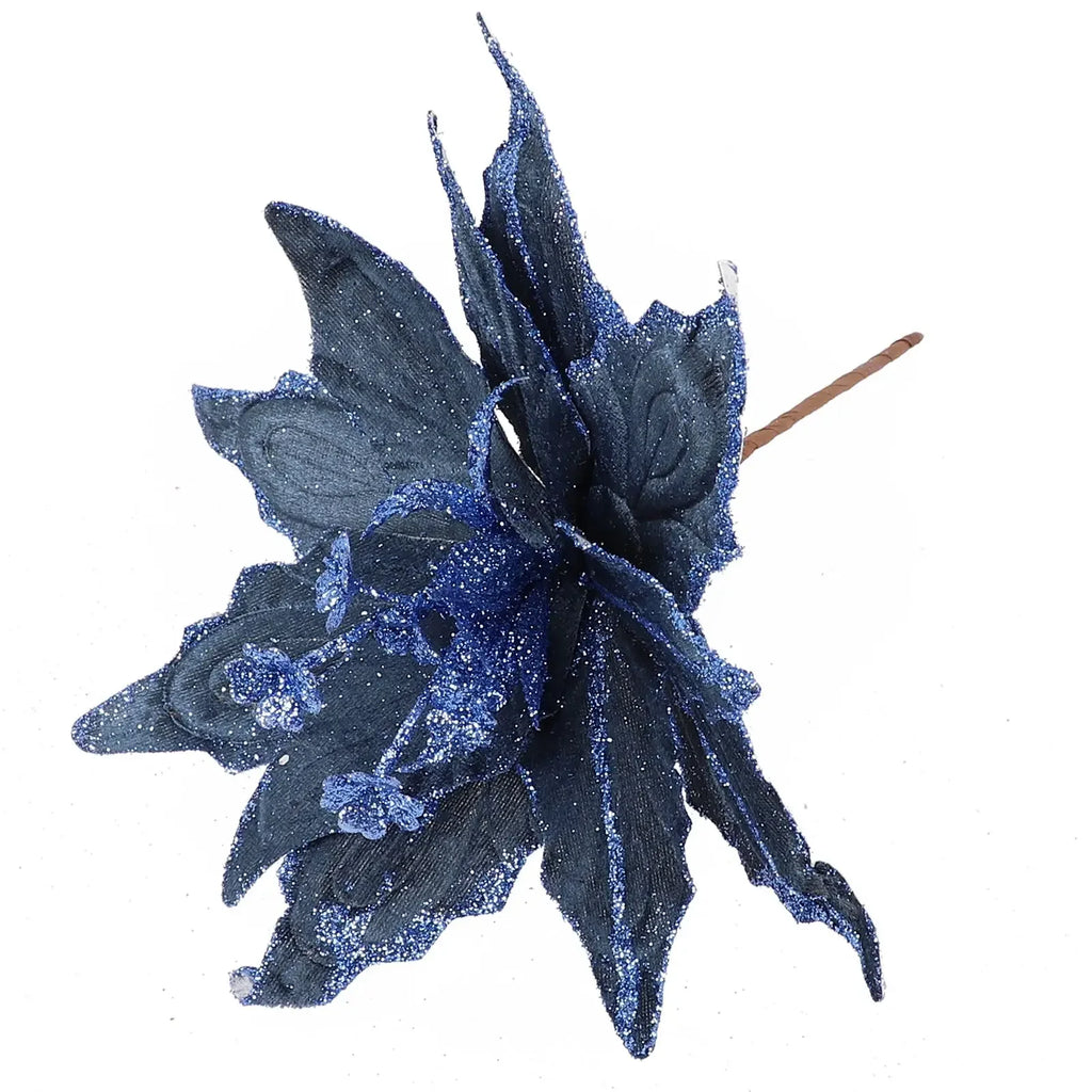 1pc Glitter Artificial Christmas Poinsettia Flowers Xmas Tree Decorations Home Fake Flowers Christmas Ornaments New Year 2024 Qme