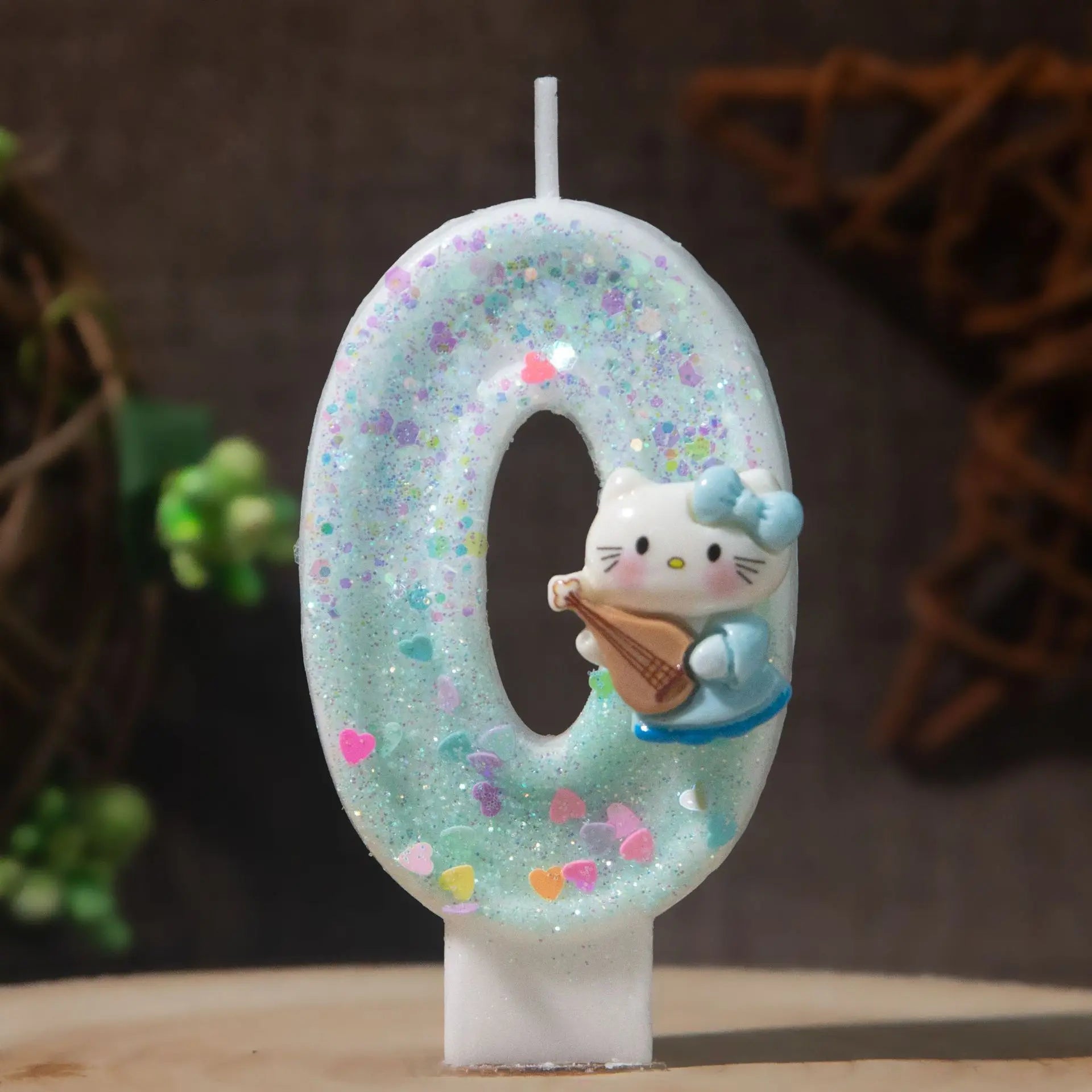 Hello Kitty Number Birthday Candles 0-9 Cartoon Cake Topper Decor Qme black