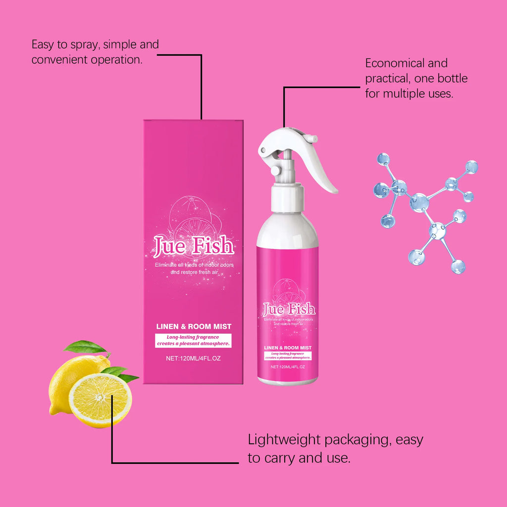 Jue Fish 120ML Indoor Spray Home Hotel Natural, Fresh, Persistent, Odorous, Clean, Deodorant and Fragrant Qme
