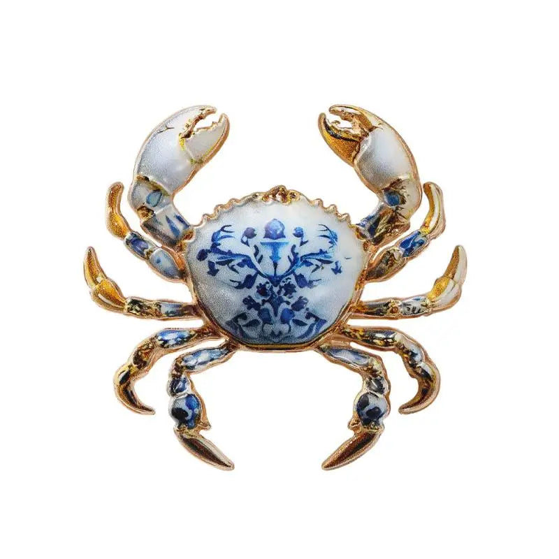 Chinese Blue White Porcelain Pattern Brooch Elegant Floral Animal Design for Cheongsam Banquet Outfit Decor Lapel Pin Qme B