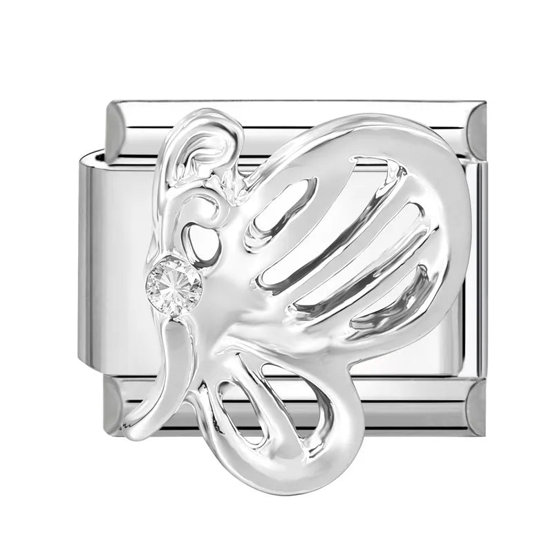 Shiny Zircon Heart Bow Butterfly Bouquet Star Italian Charm Links Fit