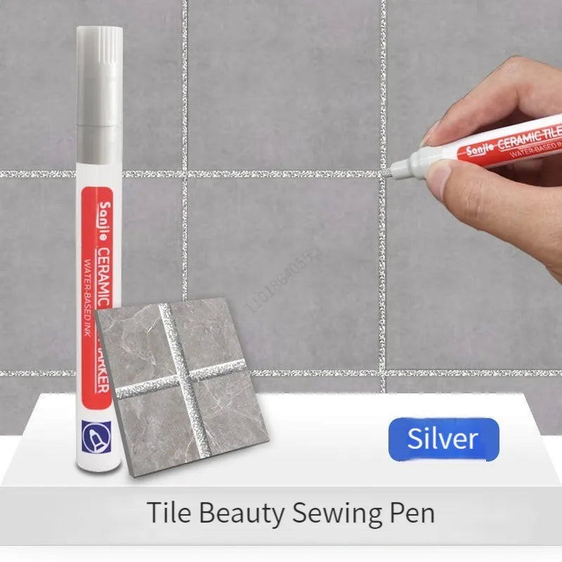 12 Color Waterproof White Grout Tile Lines Marker Pens Gaps Repair Bathroom Porcelain Filling Grout Paint and Sealer Pen Qme silver
