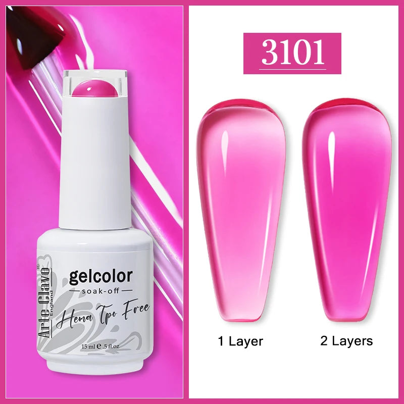 Arte Clavo Jelly Transparent Gel Nail Polish Summer Nude Pink Semi