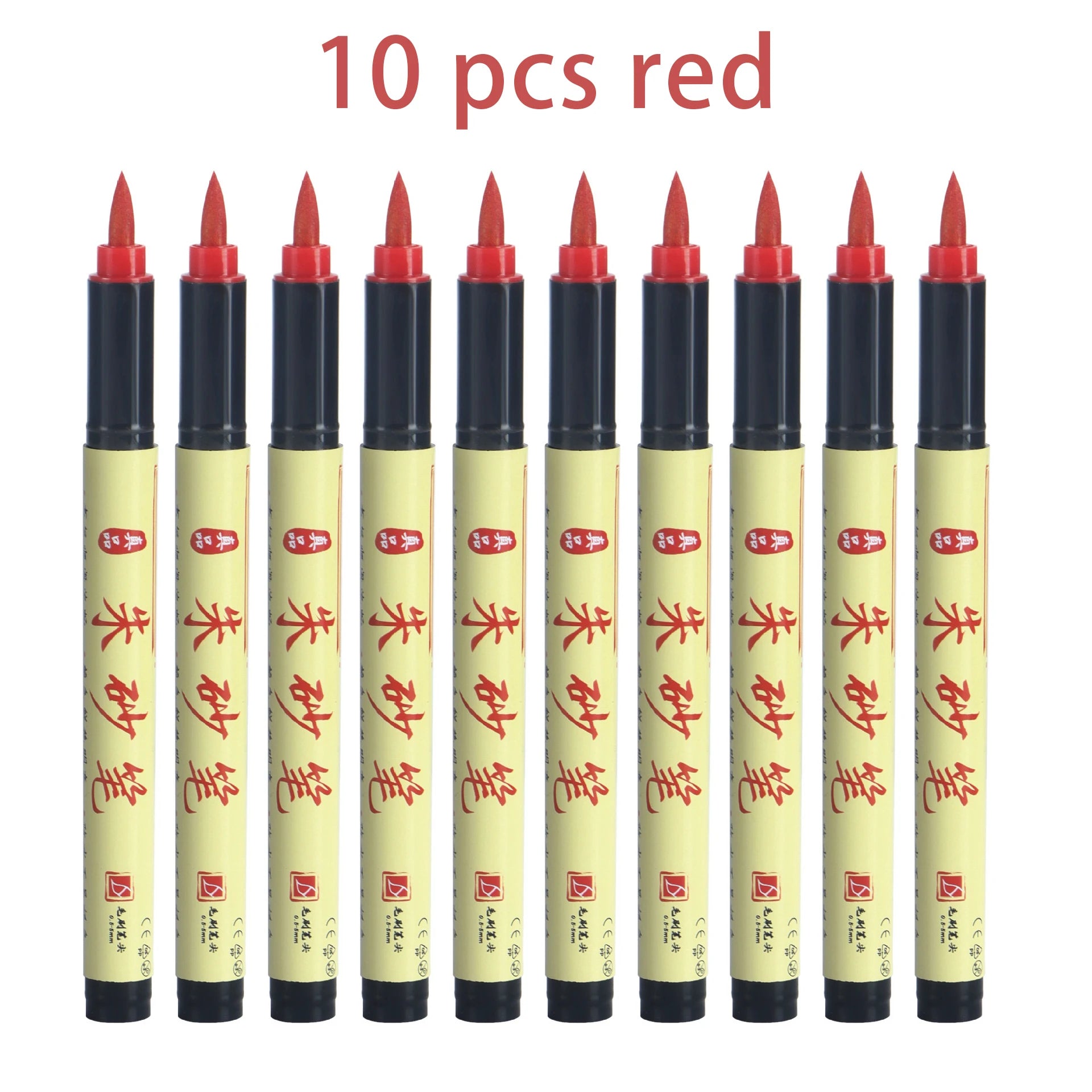 Cinnabar Pen Art Markers Pen, Red/Black Soft Brush Tip Pens, For Copy The Scriptures, Talismans, Calligraphy And Red Drawing Qme 10 red pen