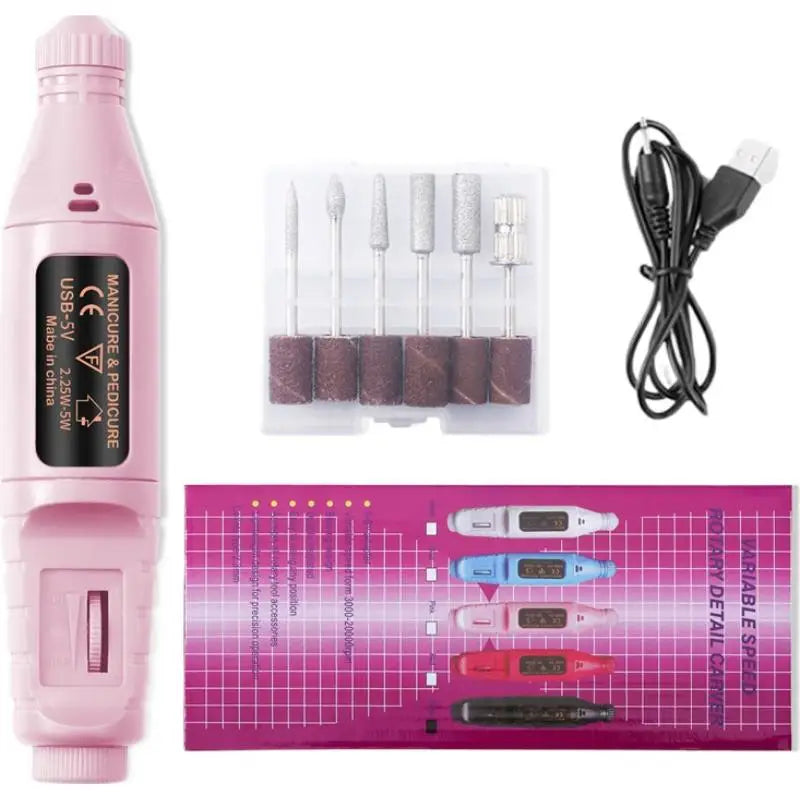 Nail Drill Electric File Acrylic Nails Remove Gel Rechargeable Qme B